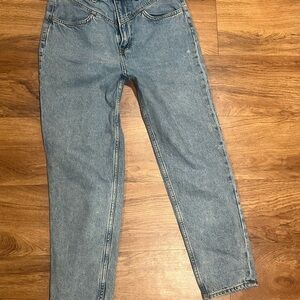 3/$15 Divided H&M Blue Women's Relaxed 100% Cotton High Rise Cinched Waist Jeans